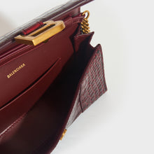 Load image into Gallery viewer, BALENCIAGA Hourglass Chain Bag in Burgundy Shiny Crocodile Embossed Calfskin