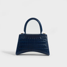 Load image into Gallery viewer, BALENCIAGA Small Hourglass Top Handle Bag in Navy Embossed Croc