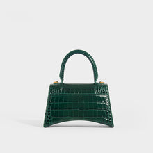 Load image into Gallery viewer, BALENCIAGA Small Hourglass Bag in Forest Green Embossed Croc