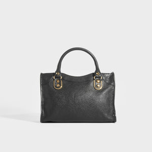 BALENCIAGA Mini City Bag With Gold Hardware in Black Leather