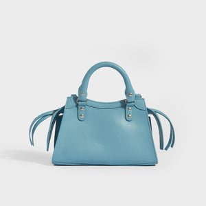 BALENCIAGA Mini Neo Classic City Leather Bag in Blue Grey