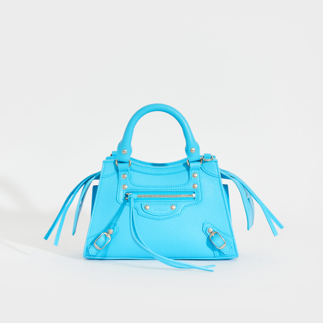 BALENCIAGA Mini Neo Classic City Leather Bag in Azur COCOON