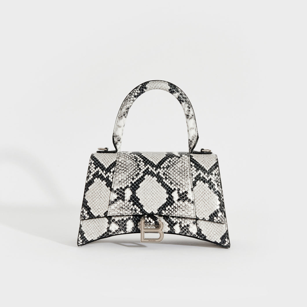 Balenciaga Hourglass Small Snakeembossed Tophandle Bag In Black  ModeSens