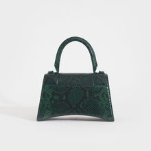 Load image into Gallery viewer, BALENCIAGA Small Hourglass Bag in Green and Black Snakeskin-Effect