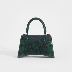 BALENCIAGA Small Hourglass Bag in Green and Black Snakeskin-Effect