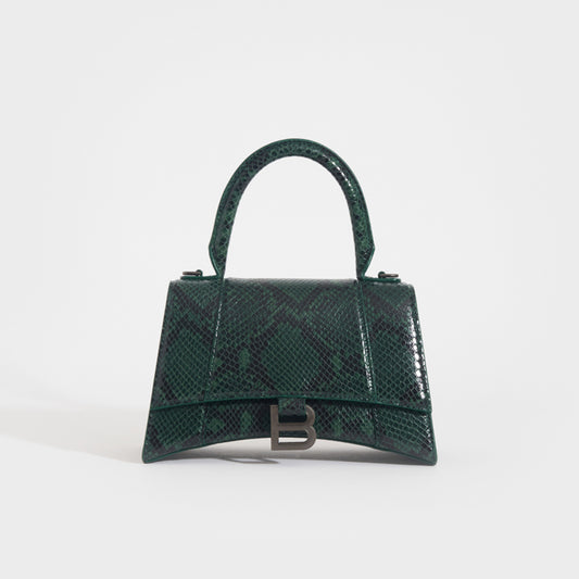 Small Hourglass Bag in Green and Black Snakeskin-Effect [ReSale]
