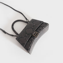 Load image into Gallery viewer, BALENCIAGA Small Hourglass Bag in Dark Grey and Black Snakeskin-Effect