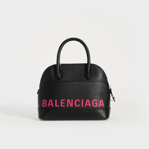 Rear view of the BALENCIAGA Small Leather Ville Top-Handle Bag in Black