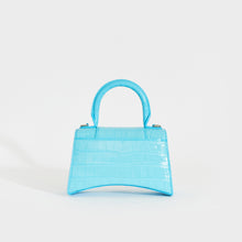 Load image into Gallery viewer, BALENCIAGA XS Hourglass Top Handle Bag in Azur Embossed Croc