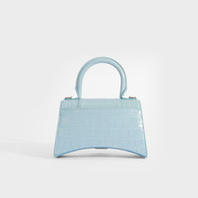 Load image into Gallery viewer, BALENCIAGA XS Hourglass Top Handle Bag in Blue Grey Embossed Croc