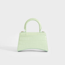 Load image into Gallery viewer, BALENCIAGA XS Hourglass Top Handle Bag in Light Green Embossed Croc