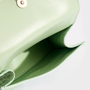 BALENCIAGA XS Hourglass Top Handle Bag in Light Green Embossed Croc