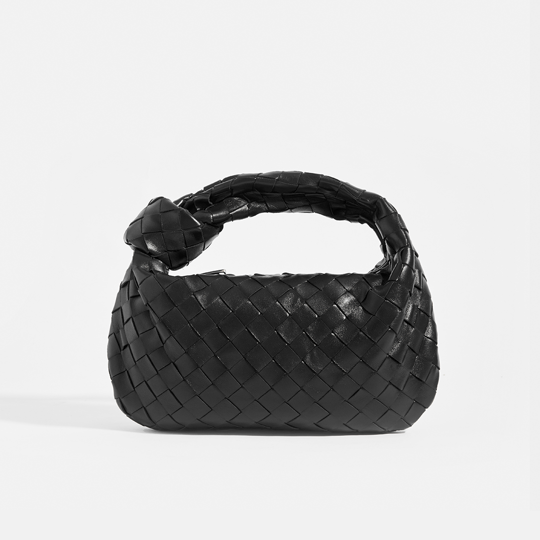 Mini Jodie Intrecciato Leather Bag in Black