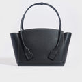 Arco Large Grained Leather Tote in Black with Silver Hardware