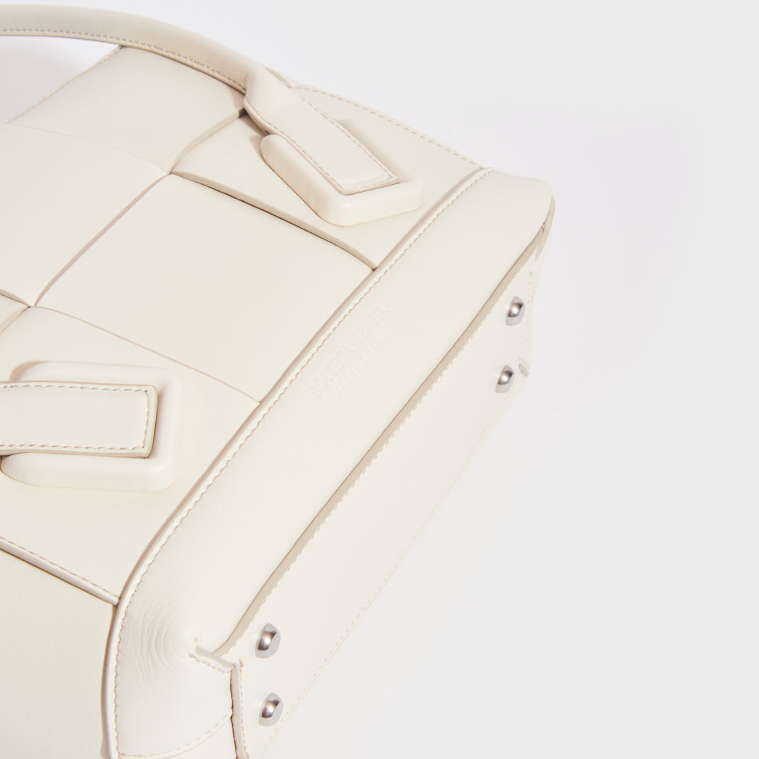Arco Small Intrecciato Leather Tote Bag in White