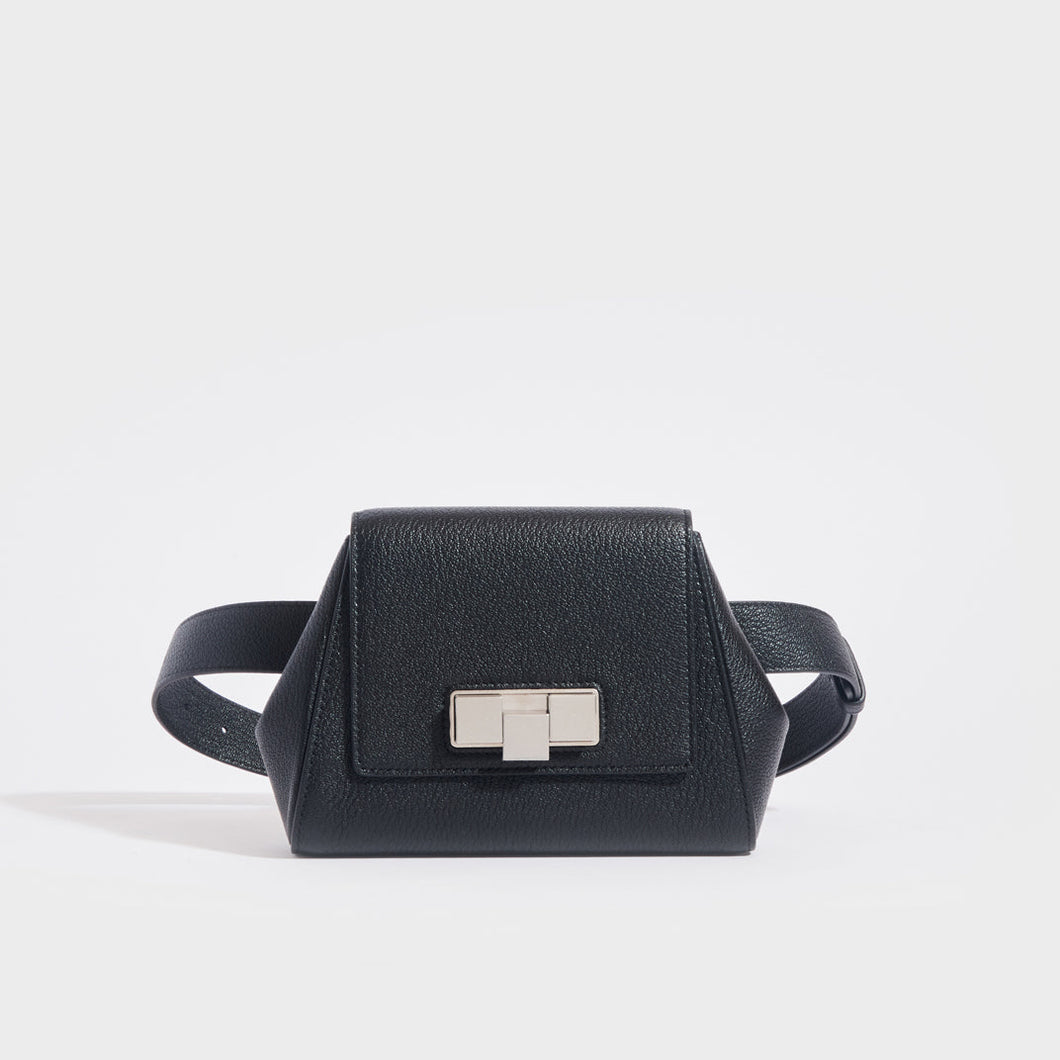 BOTTEGA VENETA Geometric Leather Belt Bag in Black ReSale