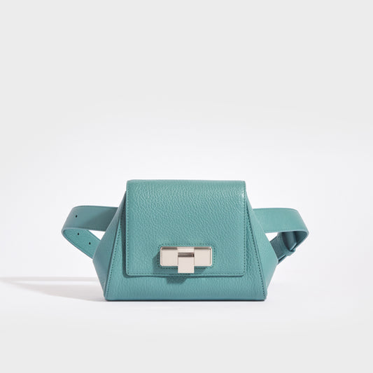 Geometric Leather Belt Bag in Storm