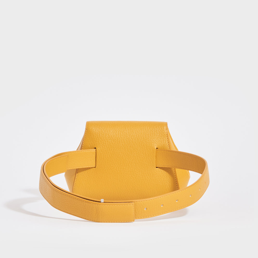 Geometric Leather Belt Bag in Yellow