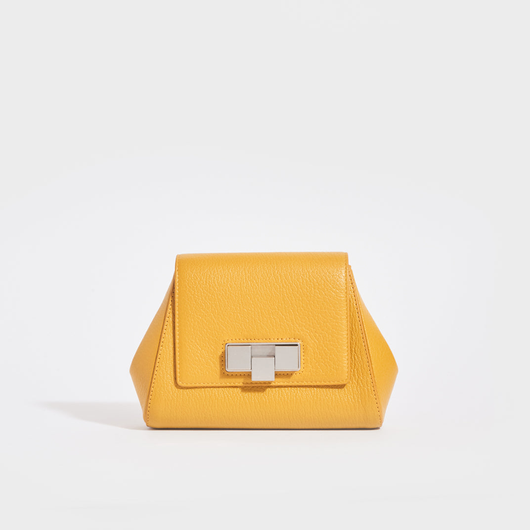 Geometric Leather Belt Bag in Yellow