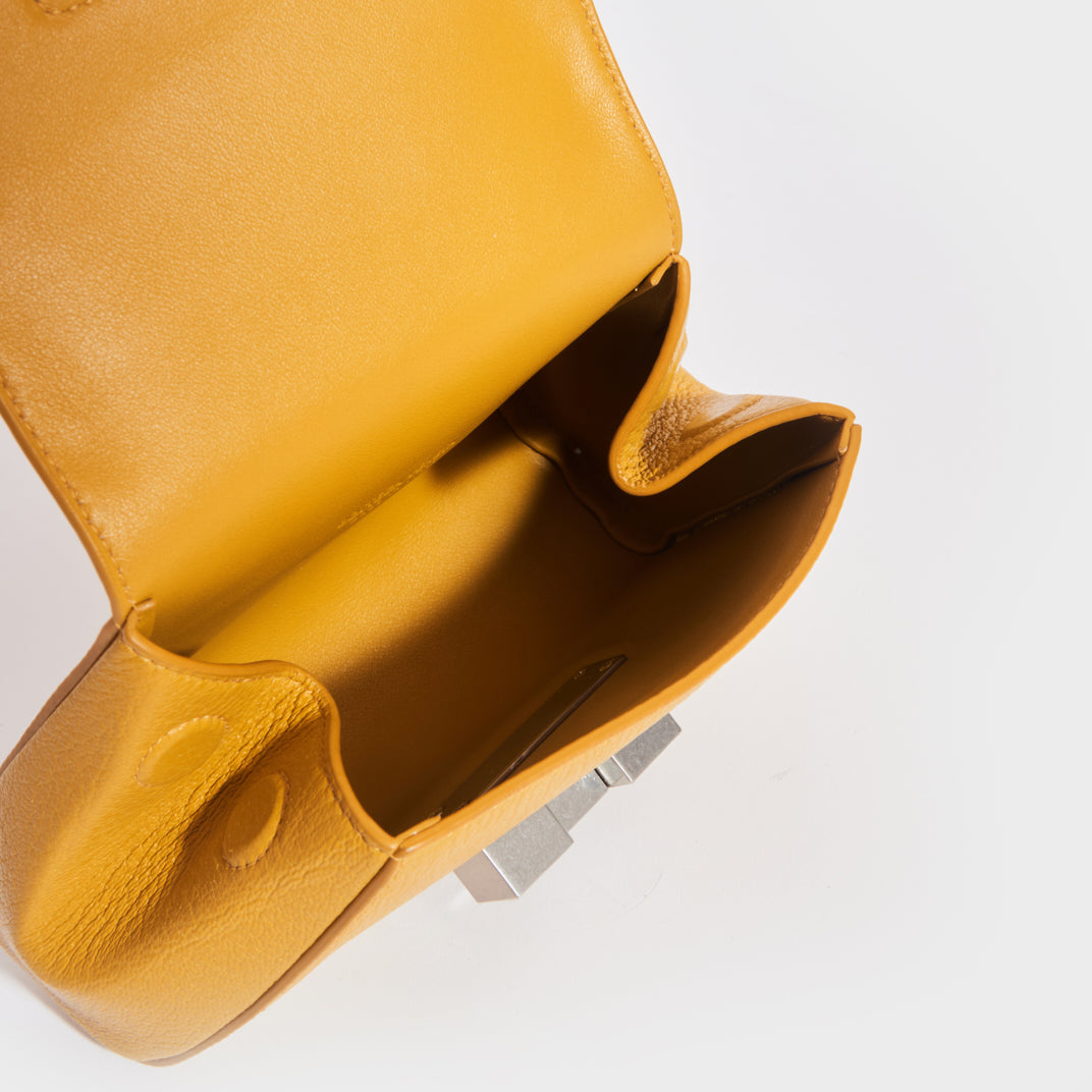 Geometric Leather Belt Bag in Yellow