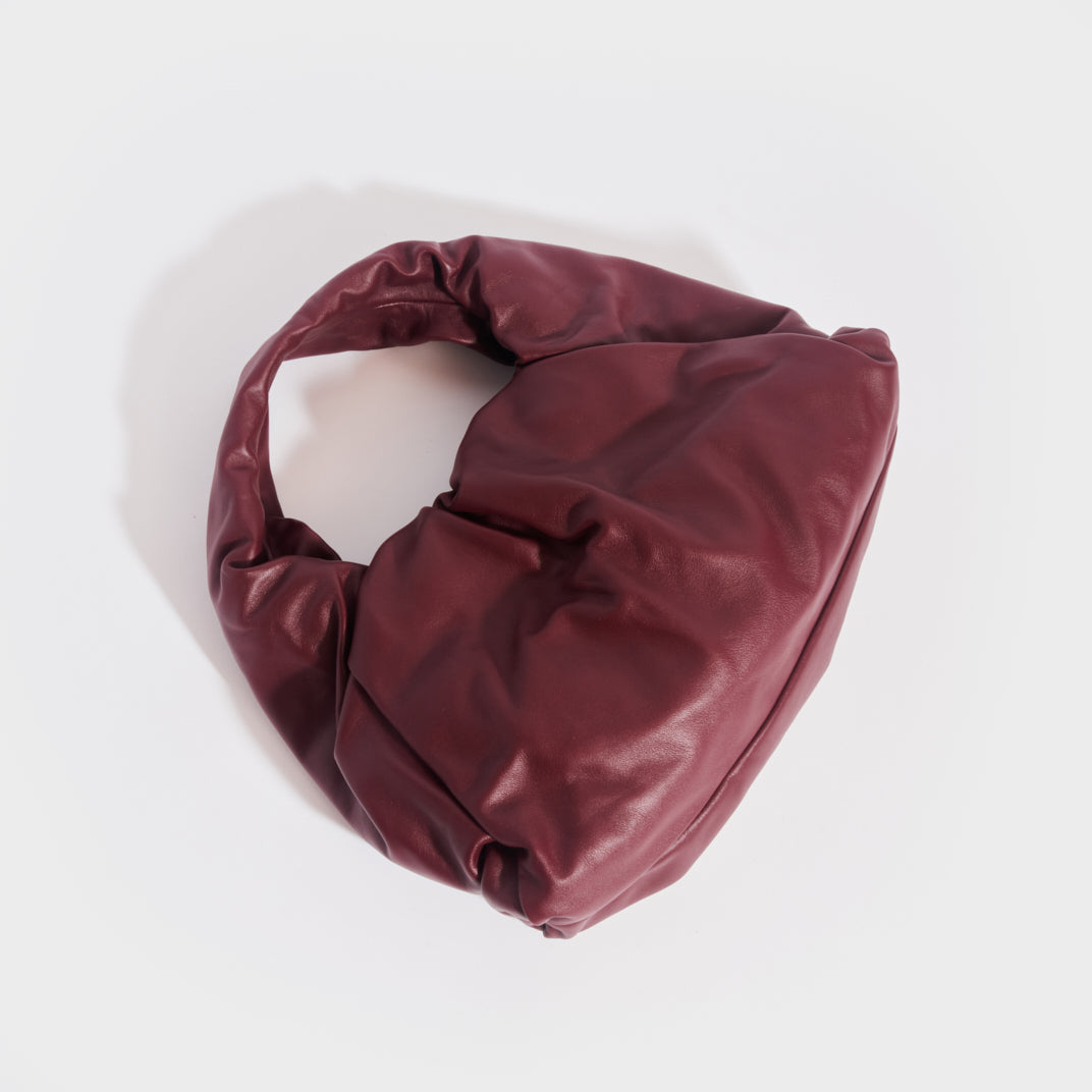 Medium Shoulder Pouch Leather Bag in Bordeaux