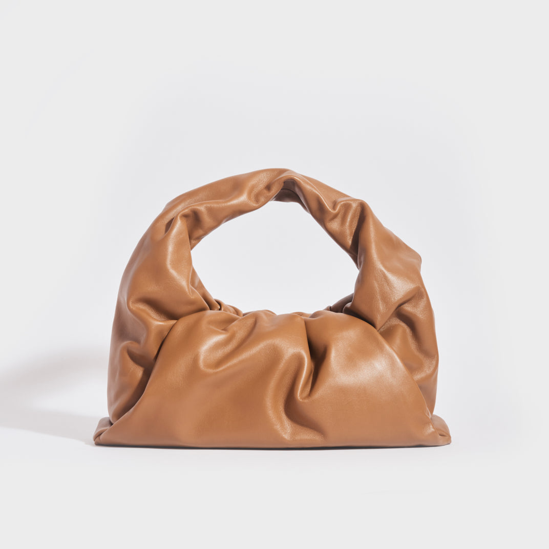 BOTTEGA VENETA Medium Shoulder Pouch Leather Bag in Camel