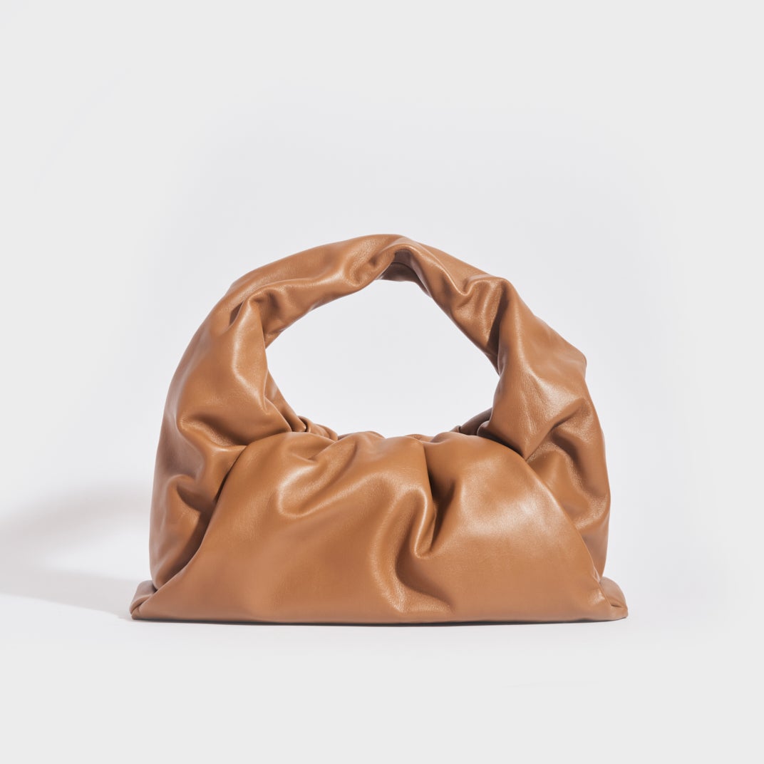 BOTTEGA VENETA Medium Shoulder Pouch Leather Bag in Camel [ReSale]