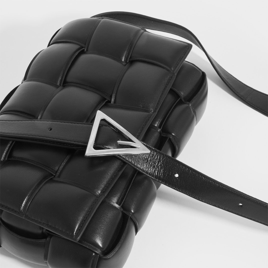 Padded Cassette Bag in Black with Silver Hardware