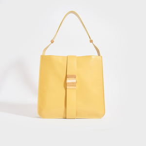 Front view of the BOTTEGA VENETA The Marie Shoulder Bag in Yellow