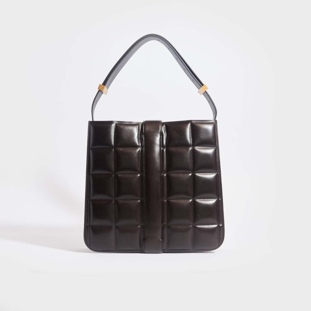 The Padded Marie Leather Shoulder Bag in Fondente