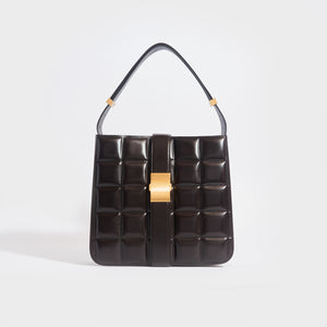 Front view of the BOTTEGA VENETA The Padded Marie Leather Shoulder Bag in Fondente
