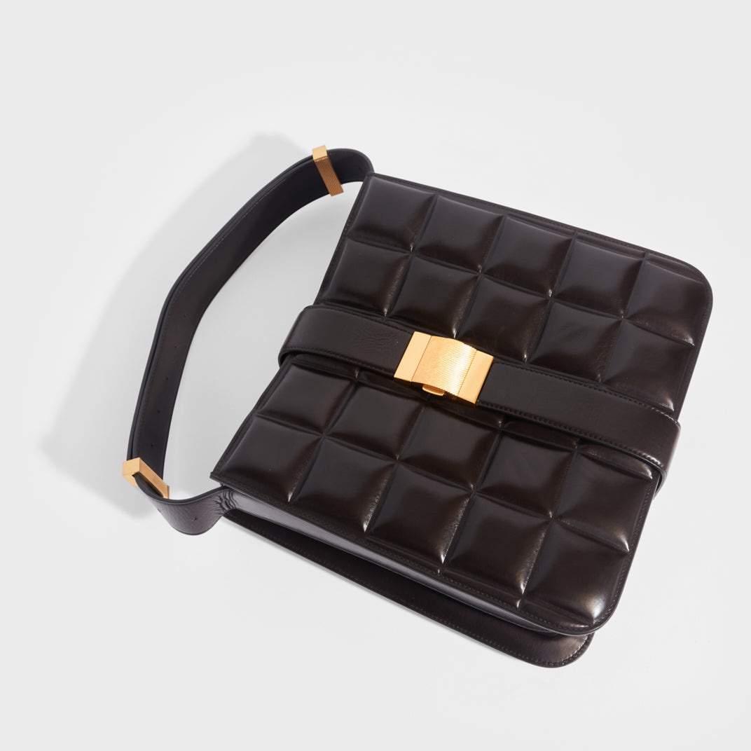 The Padded Marie Leather Shoulder Bag in Fondente