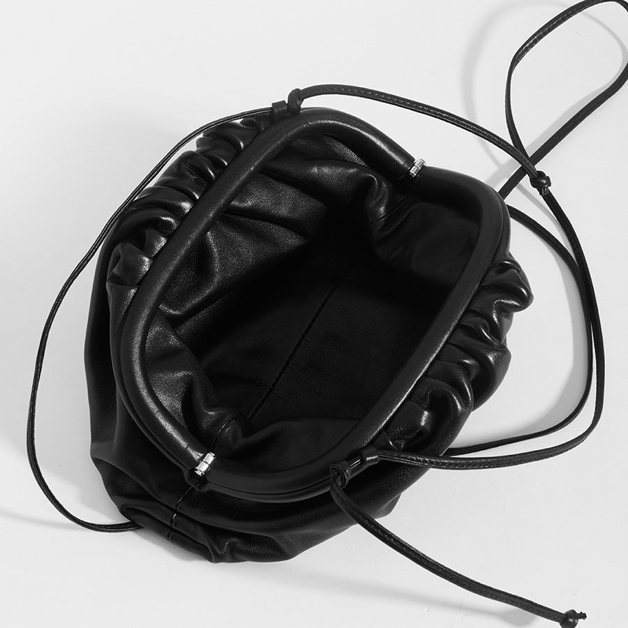 Inside of BOTTEGA VENETA The Pouch 20 Smooth Leather Cross-Body in Black