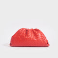 The Pouch Intrecciato Leather Clutch in Red