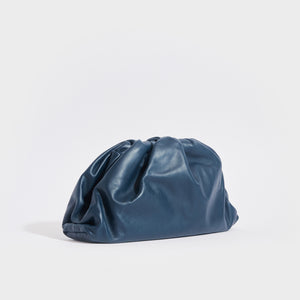 BOTTEGA VENETA The Pouch Leather Clutch in Deep Blue