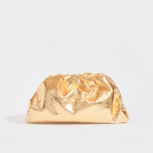 BOTTEGA VENETA The Pouch Leather Clutch in Gold