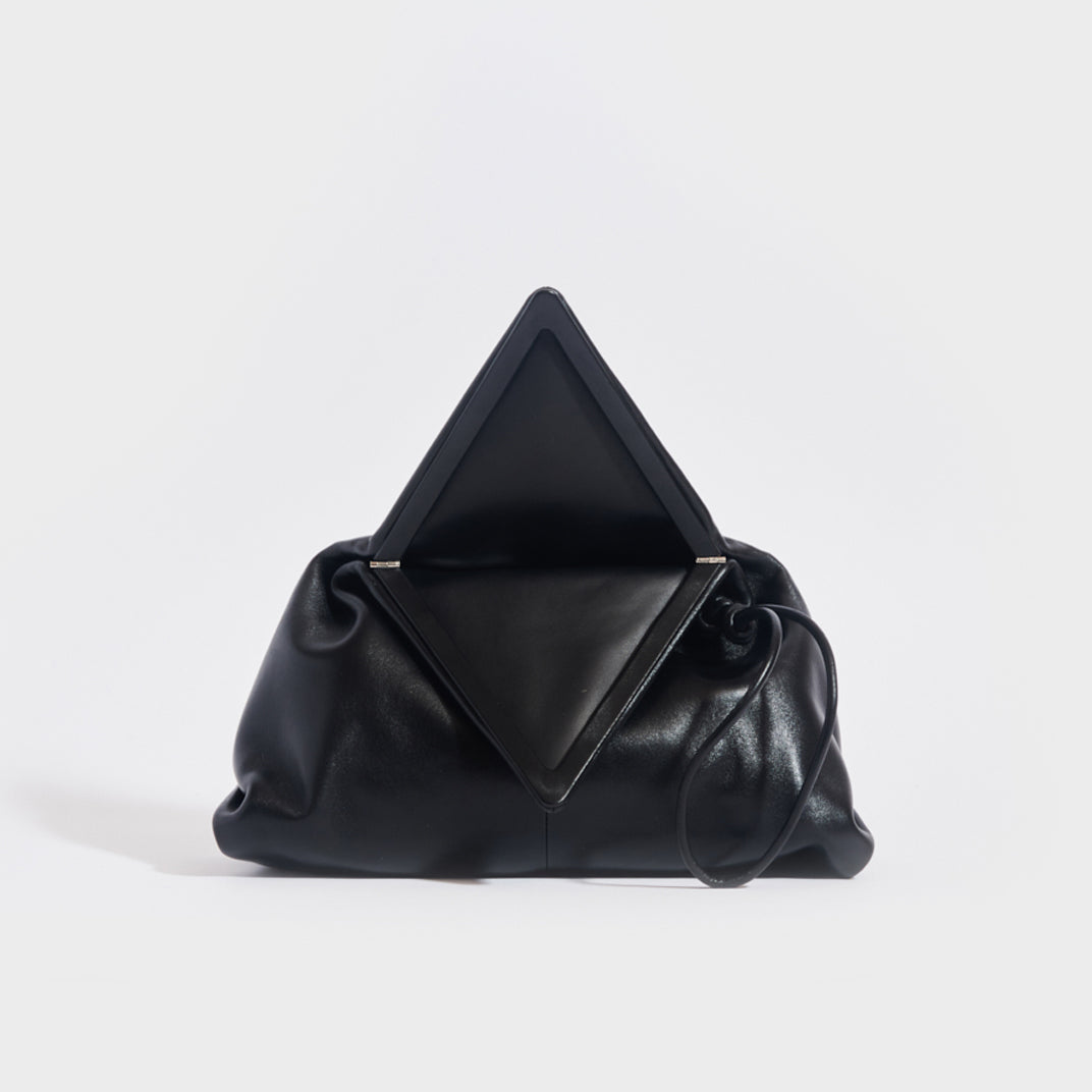 The Trine Leather Clutch in Black