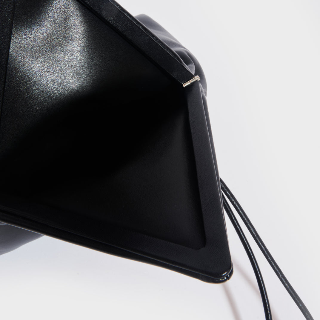 The Trine Leather Clutch in Black