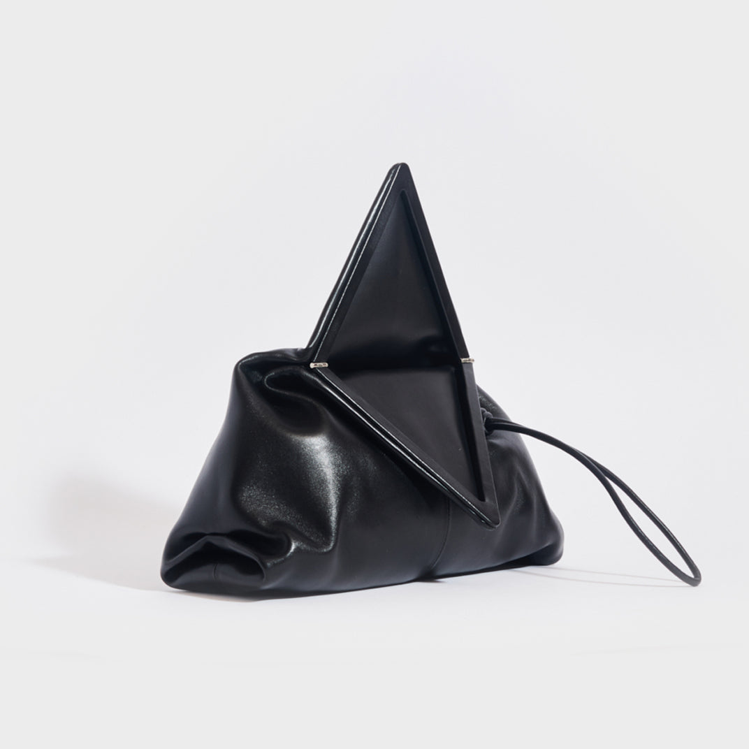 The Trine Leather Clutch in Black