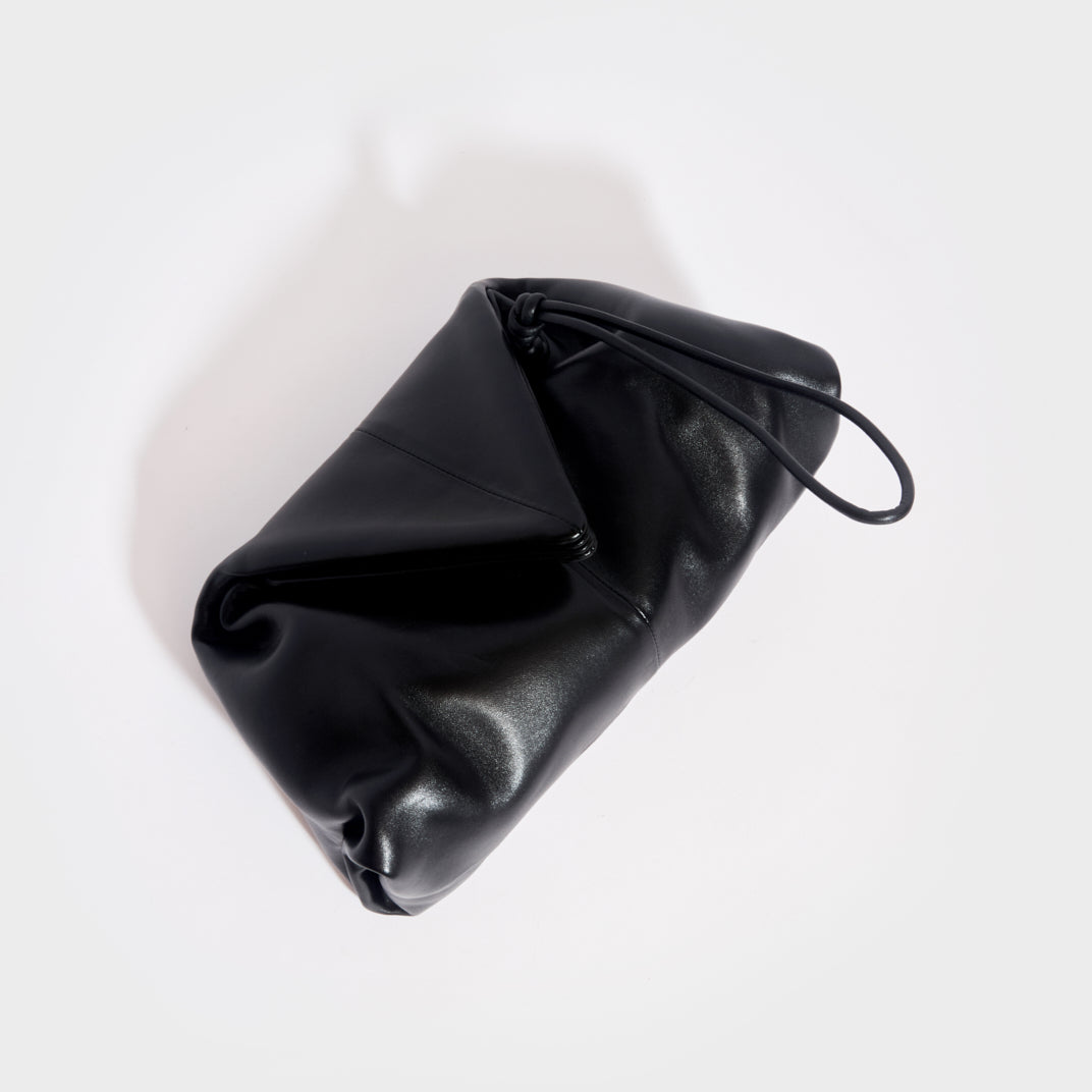 The Trine Leather Clutch in Black