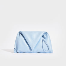 Load image into Gallery viewer, Front view of the BOTTEGA VENETA The Trine Leather Clutch in Ice