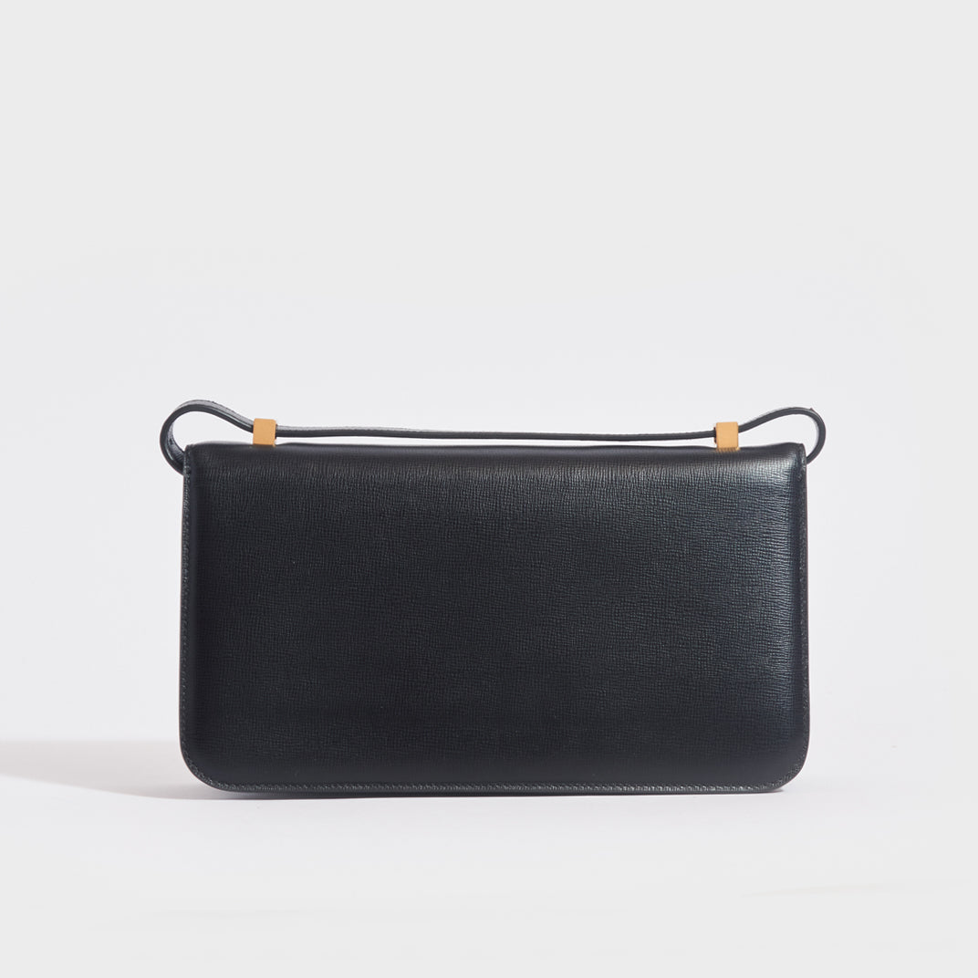 Back of the BOTTEGA VENETA The Classic Small Leather Shoulder Bag in Black