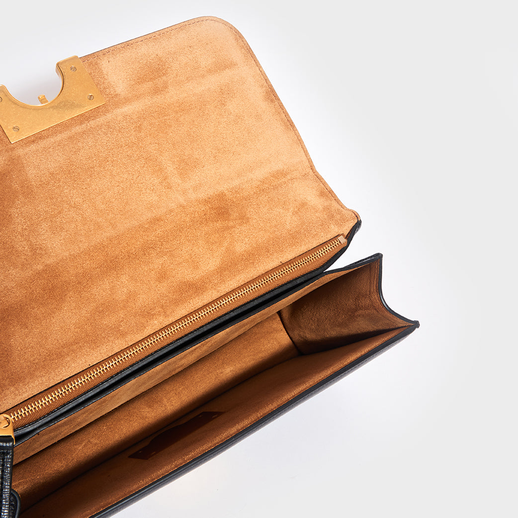 The Classic Small Leather Shoulder Bag in Black