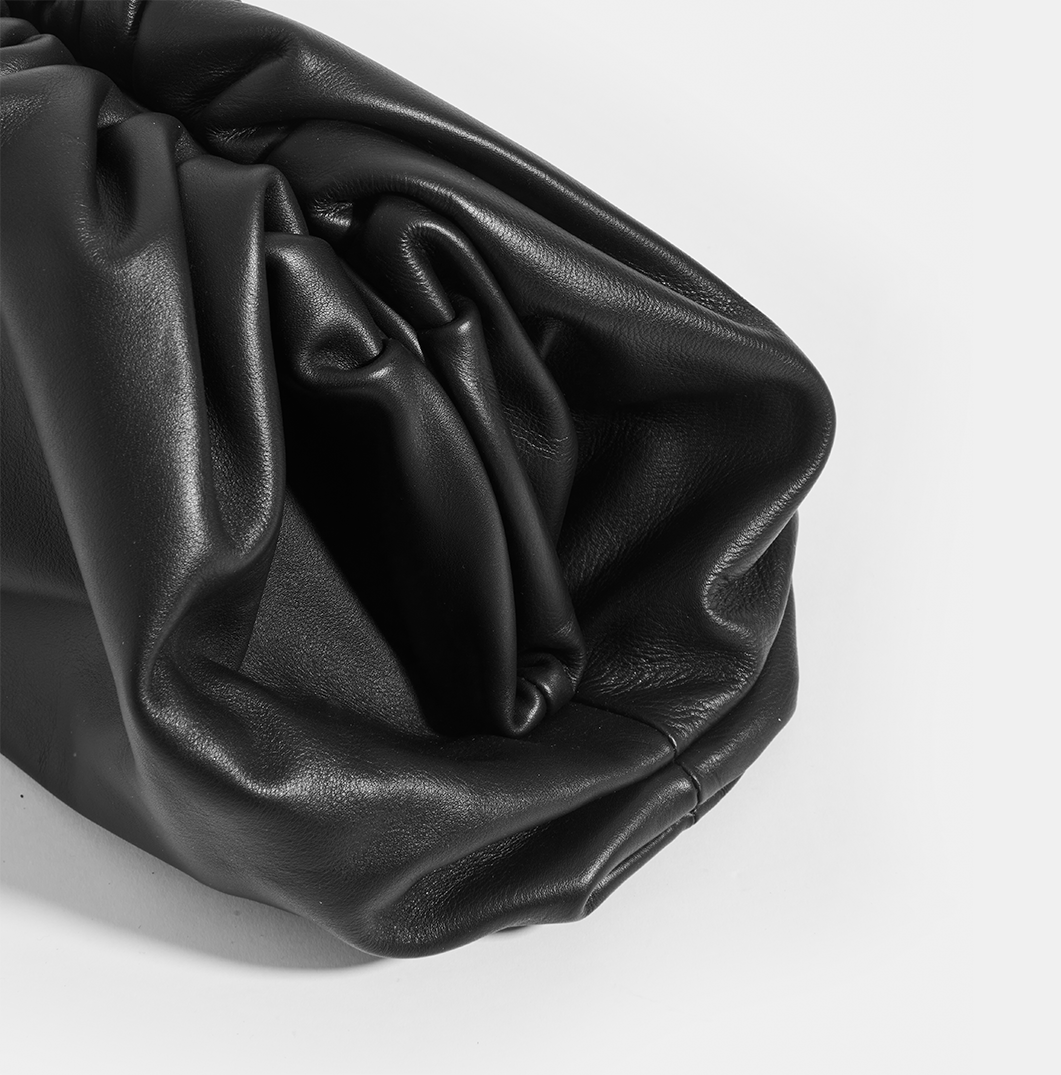 BOTTEGA VENETA The Pouch Leather Clutch in Black