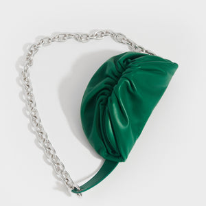 BOTTEGA VENETA Belt Chain Pouch in Green Leather