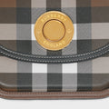 Check and Leather Small Elizabeth Bag in Dark Birch Brown