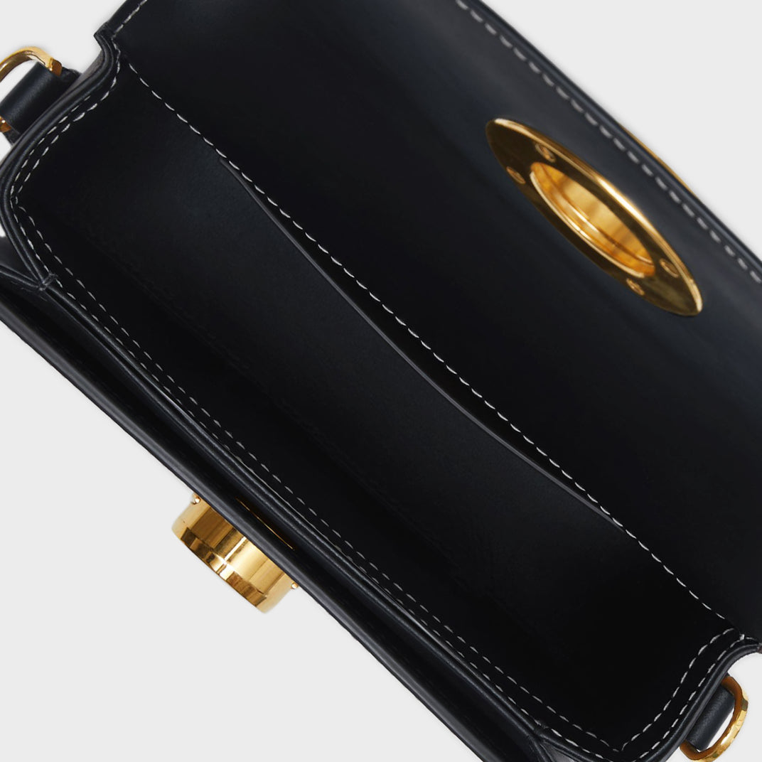 Check and Leather Small Elizabeth Bag in Dark Birch Brown