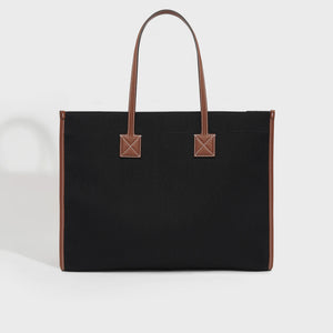 BURBERRY Medium Canvas and Leather Two Tone Freya Tote in Black and Tan