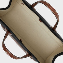 Load image into Gallery viewer, BURBERRY Medium Canvas and Leather Two Tone Freya Tote in Black and Tan