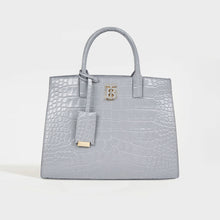 Load image into Gallery viewer, Front view of the BURBERRY Mini Frances Bag in Cloud Grey Embossed Leather